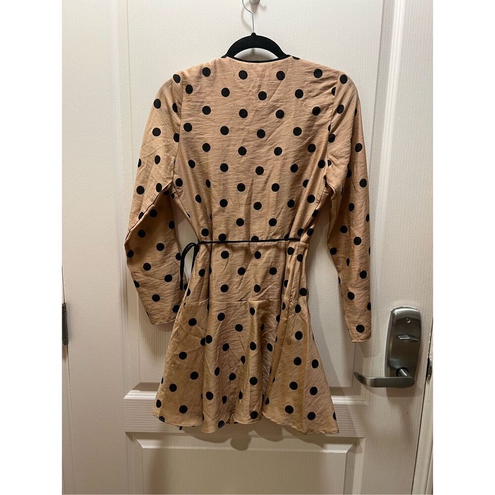 MON RENN Fallon Polka Dot Lucinda Mini Wrap Dress IN MOCHA size S NWT$199 - Picture 5 of 6